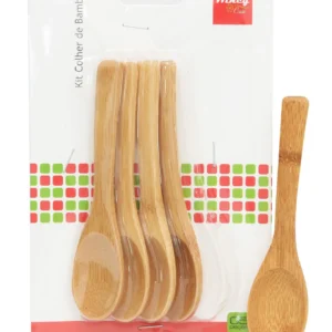 Colher Bambu Mini Kit Com 5 Pcs 12,5 x 3cm Wincy