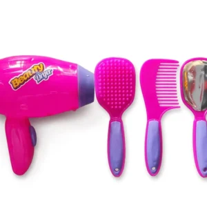 Kit Salão Beauty Fashion 4 Peças - Secador, Escova, Pente e Espelho Infantil | +3 Anos