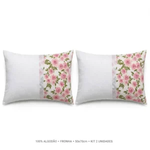 Kit 2 Fronhas 50x70cm 100% Algodão com Renda Guipir - Várias Estampas