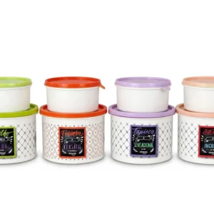 Kit 2 Potes Plásticos Decorados 1,8L + 750ML Tampa Colorida