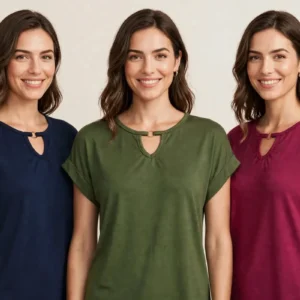 Blusa Feminina Decote Gota Com Argola - Tamanho Único- Cores Variadas